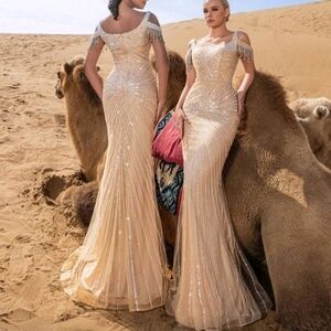 Elegant Cream Evening Gown